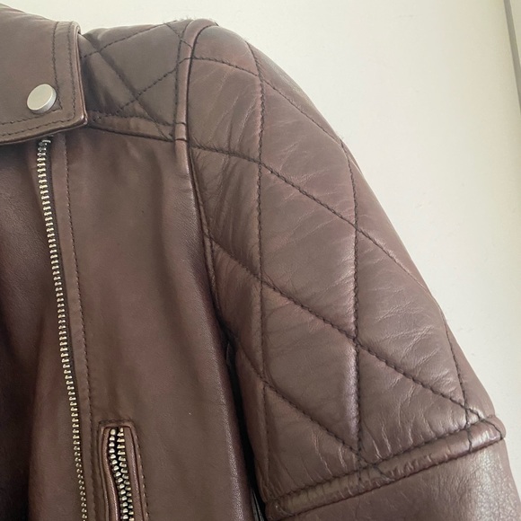 AllSaints Armstead Biker Leather Jacket in Oxblood - Picture 6 of 16